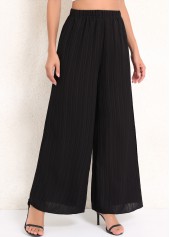 Black Elastic Waist High Waisted Ruched Pants