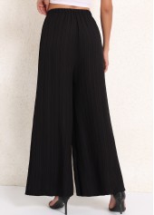 Black Elastic Waist High Waisted Ruched Pants
