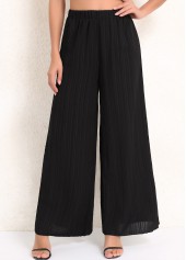 Black Elastic Waist High Waisted Ruched Pants