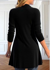 Long Sleeve Shawl Collar Black Fake Two Piece Twinset