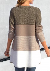 Striped Button Light Camel Long Sleeve Coat