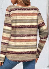 Geometric Print Button Multi Color T Shirt