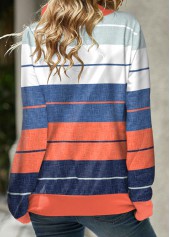 Striped Patchwork Multi Color Cowl Neck Sweatshirt