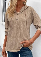 Long Sleeve Button Light Camel Hoodie