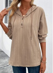 Long Sleeve Button Light Camel Hoodie