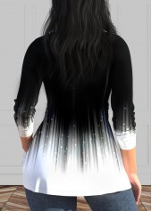 Ombre Twist Black V Neck Long Sleeve T Shirt