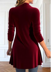 Sequin Wine Red Long Sleeve Fake Two Piece Twinset