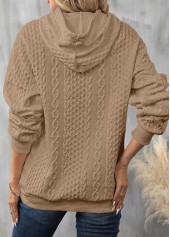 Long Sleeve Drawstring Light Camel Hoodie