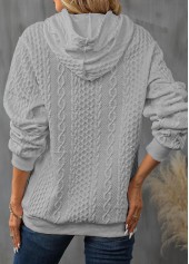 Drawstring Light Grey Long Sleeve Patchwork Hoodie