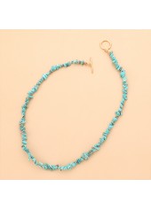 Turquoise Color Round Alloy Detail Necklace