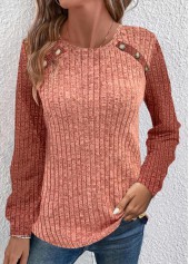 Ruched Dusty Pink Long Sleeve Round Neck Sweatshirt