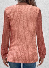 Ruched Dusty Pink Long Sleeve Round Neck Sweatshirt