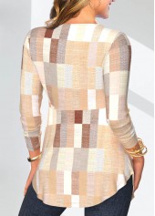 Geometric Print Patchwork Skin Color Fake Two Piece Twinset