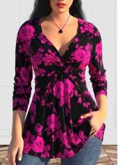 Hot Pink Valentine's Day Plus Size Twist T Shirt