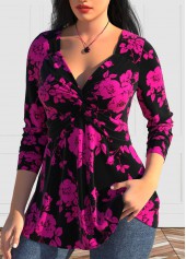 Hot Pink Valentine's Day Plus Size Twist T Shirt