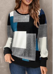 Geometric Print Round Neck Multi Color Sweatshirt