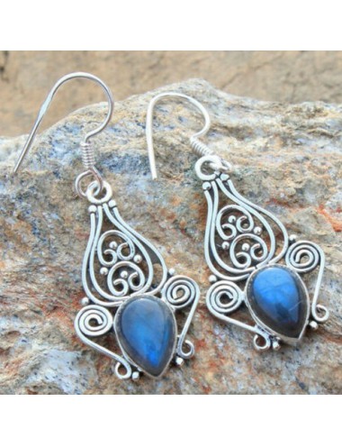 Blue Patchwork Geometric Alloy Detail Earrings product