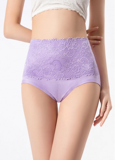 Light Purple High Waisted Lace Patchwork Panty