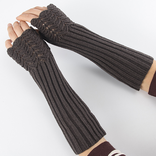 Below Elbow Dark Grey Warming Fingerless Gloves
