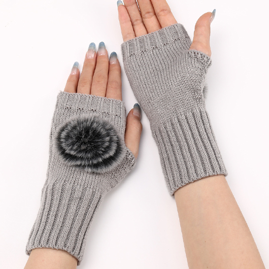 Below Elbow Warming Grey Fingerless Gloves