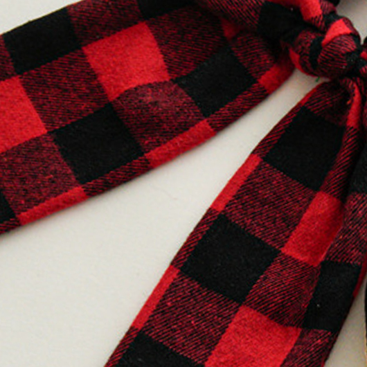 Bowknot Detail High Stretchy Red Plaid Scrunchie