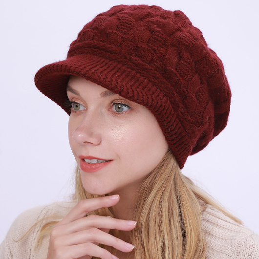 Christmas Patchwork Wine Red Hat Beret