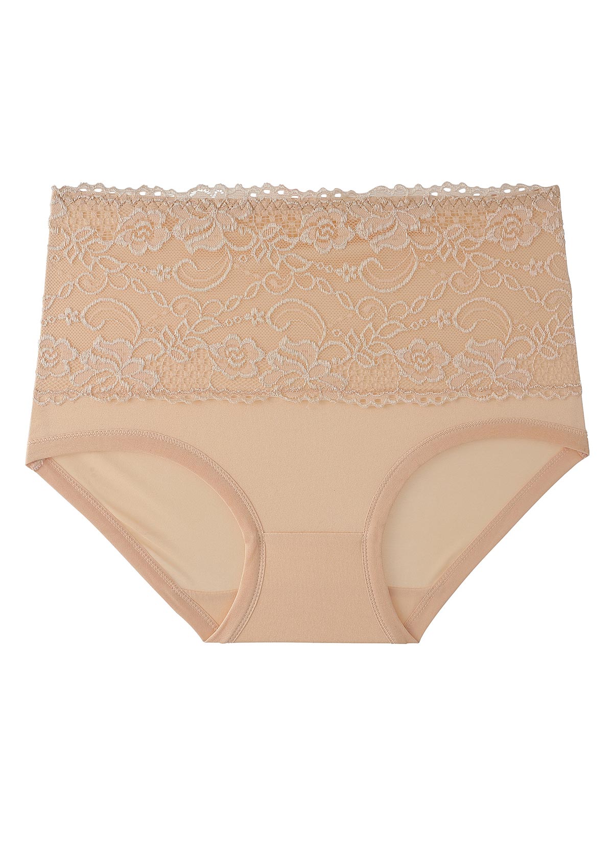 Skin Color High Waisted Lace Patchwork Panty