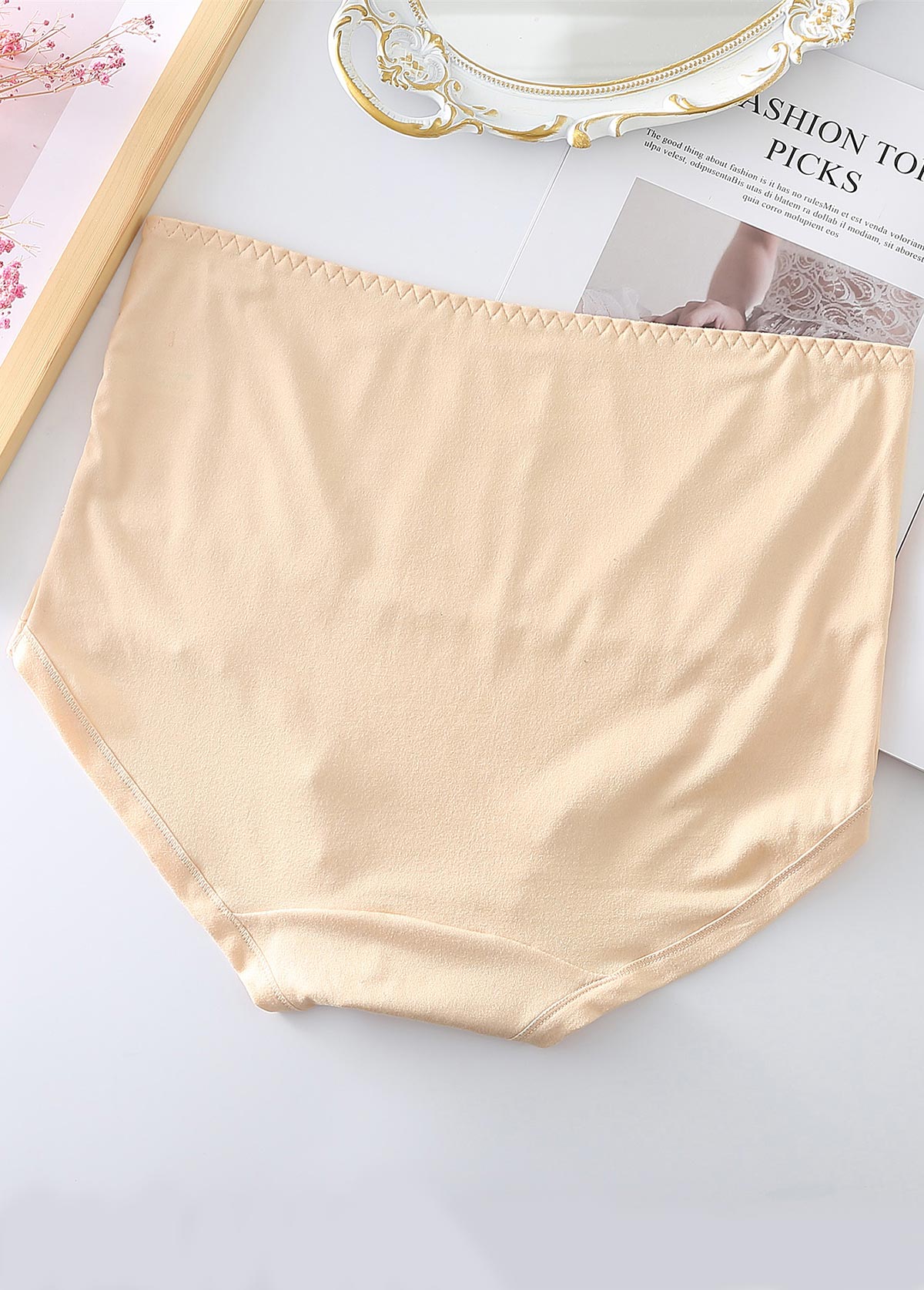 Skin Color High Waisted Lace Patchwork Panty