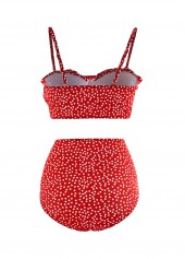 Polka Dot Ruffle Trim Bowknot Bikini Set