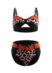 High Waist Wide Strap Leopard Bikini Set