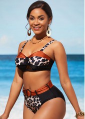 High Waist Wide Strap Leopard Bikini Set