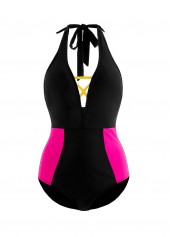 Contrast Cross Strap Black One Piece Swimwear
