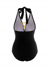 Contrast Cross Strap Black One Piece Swimwear
