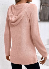 Long Sleeve Patchwork Light Pink Hoodie
