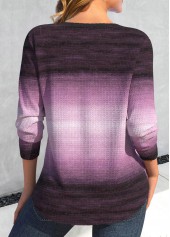 Ombre Lace Up Purple Long Sleeve T Shirt
