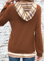 Multi Stripe Print Patchwork Long Sleeve Hoodie