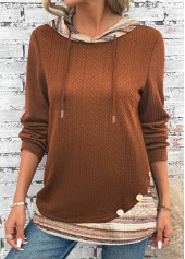 Multi Stripe Print Patchwork Long Sleeve Hoodie