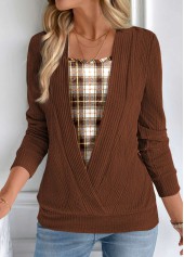 Plaid Dark Camel Sweatshirt