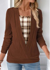 Plaid Dark Camel Sweatshirt