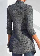 Button Dark Grey Long Sleeve Turn Down Collar Coat