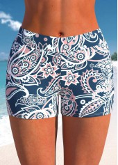 Mid Waisted Paisley Print Bowknot Navy Tankini Set
