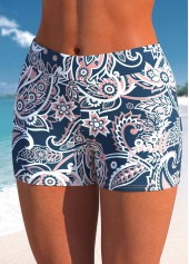 Mid Waisted Paisley Print Bowknot Navy Tankini Set