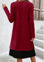 A Line Fake 2in1 Wine Red Dress