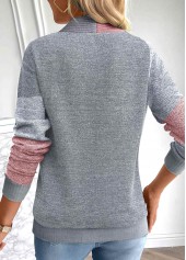 Fake 2in1 Dark Grey Long Sleeve Square Neck Sweatshirt