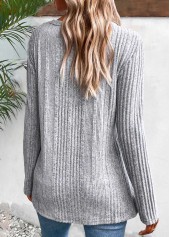 Button Light Grey Marl Long Sleeve T Shirt