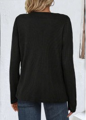 Patchwork Black Long Sleeve V Neck T Shirt