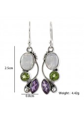 Purple Color Round Alloy Detail Earrings