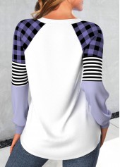 Plus Size Light Purple Patchwork Snowman Print T Shirt