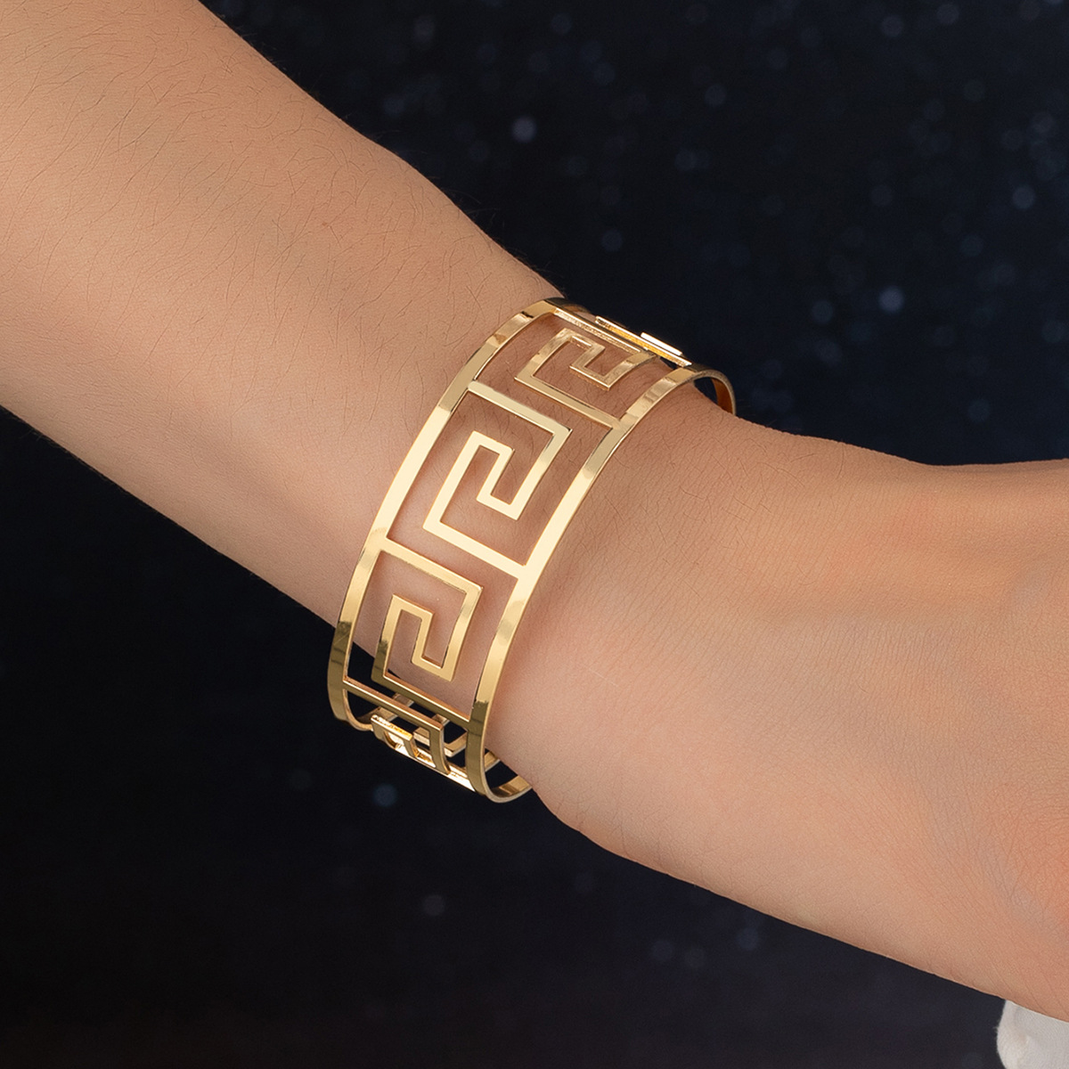 Greek Gold Key Round Alloy Bangle