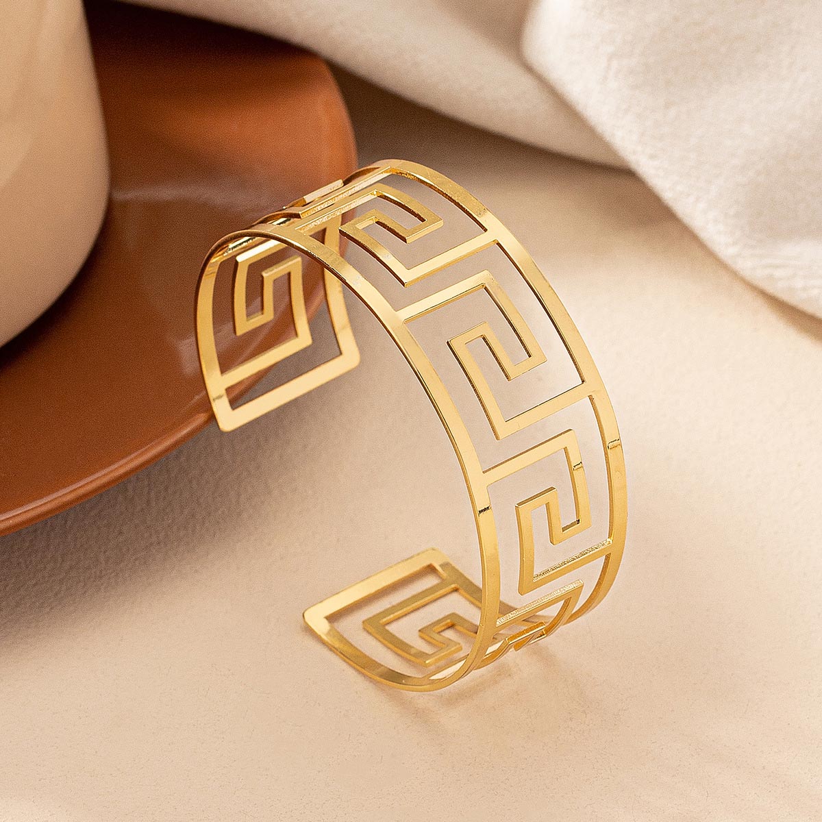 Greek Gold Key Round Alloy Bangle